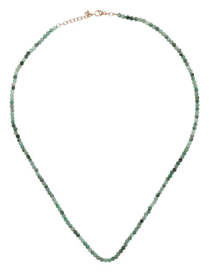 14k Yellow Gold Emerald Beaded Necklace