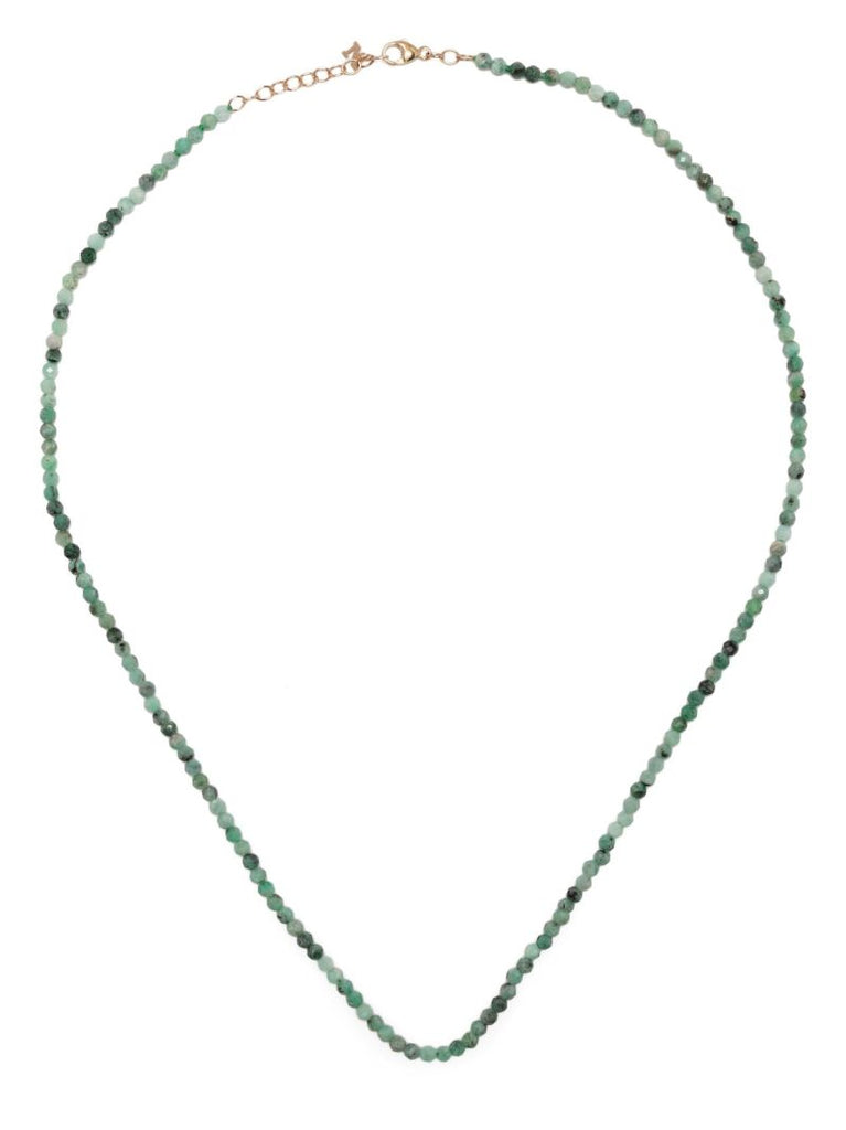14k Yellow Gold Emerald Beaded Necklace