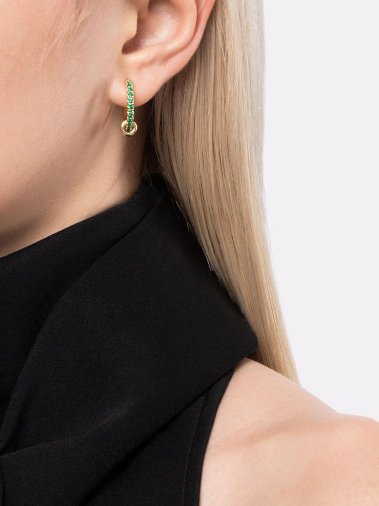 18k Yellow Gold Ara Emerald Hoop Earrings