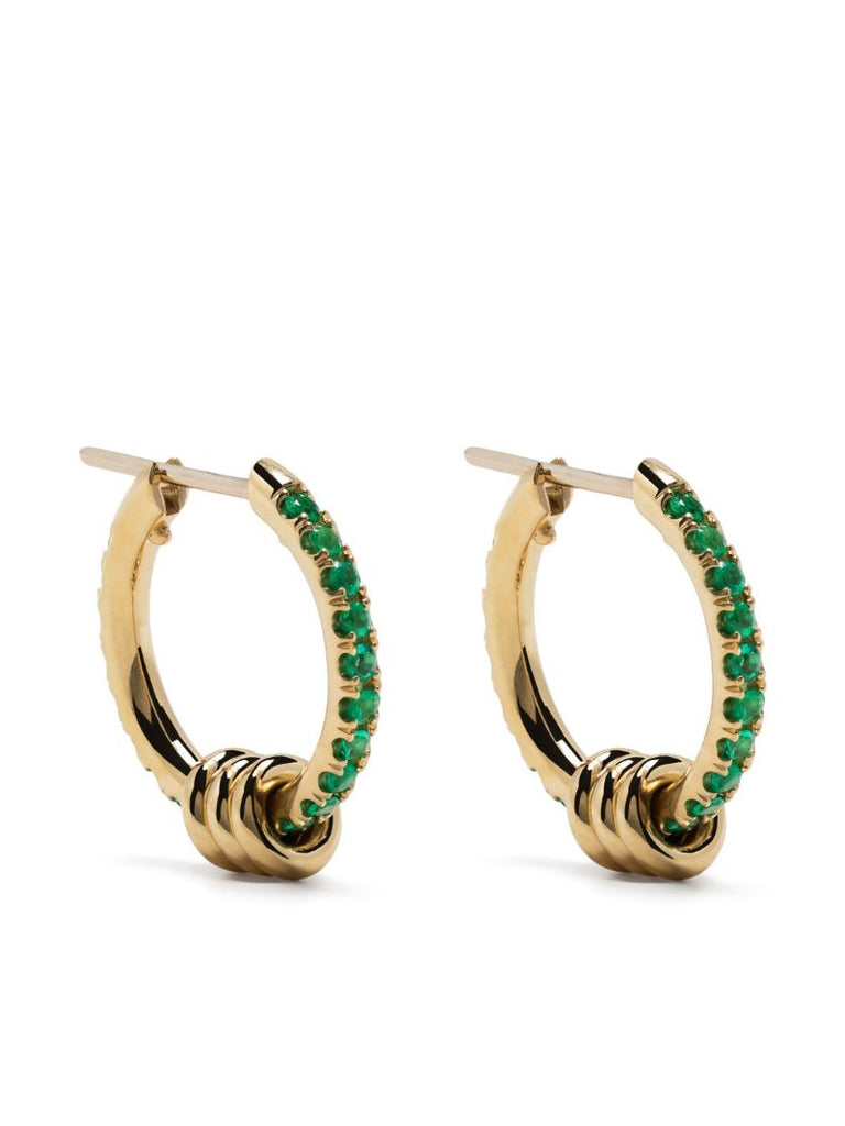 18k Yellow Gold Ara Emerald Hoop Earrings