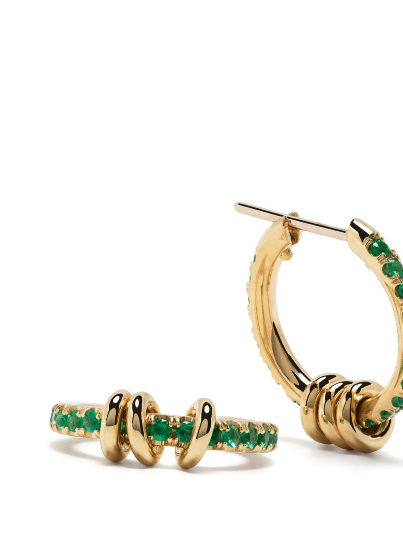 18k Yellow Gold Ara Emerald Hoop Earrings
