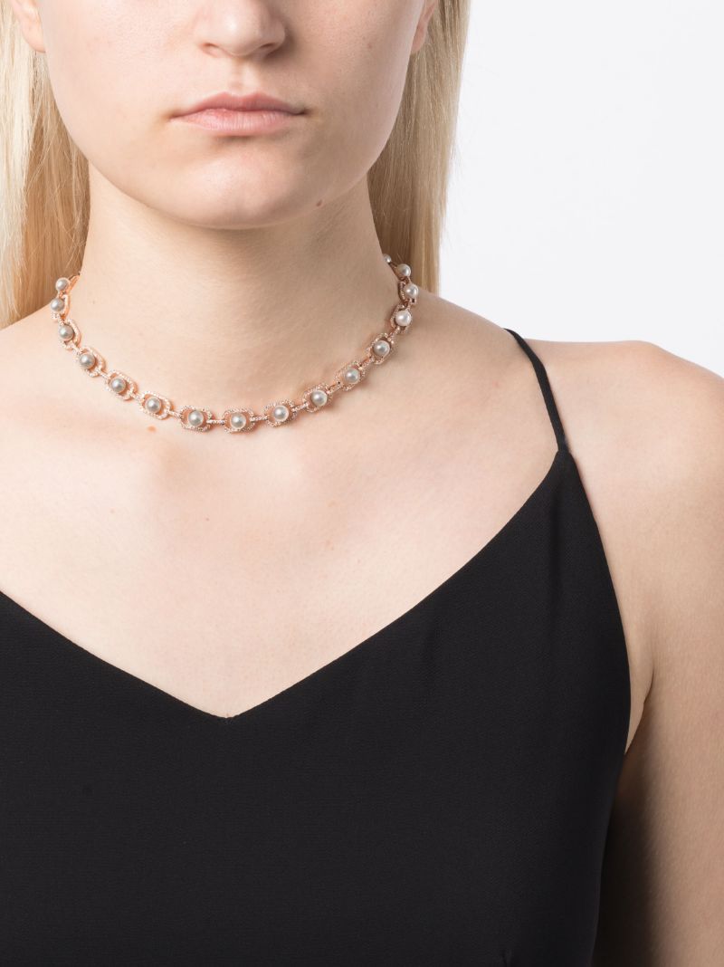 18k Rose Gold Pearl and Diamond Necklace