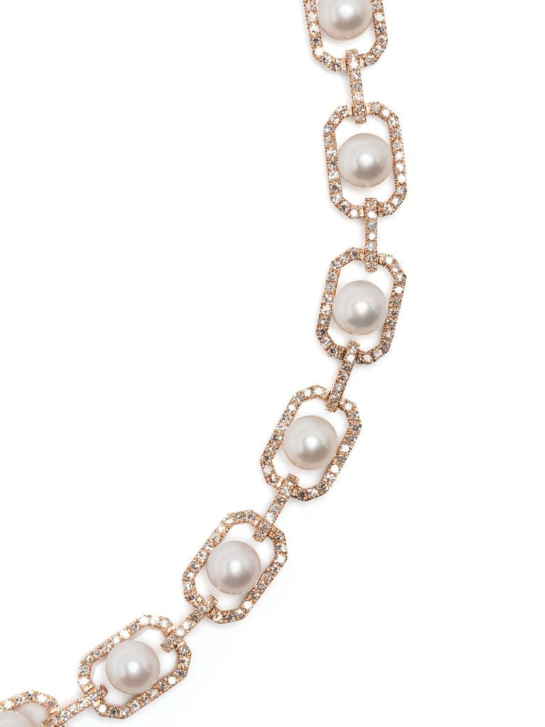 18k Rose Gold Pearl and Diamond Necklace