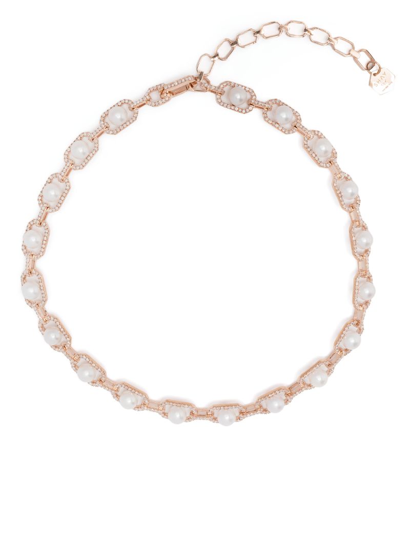18k Rose Gold Pearl and Diamond Necklace