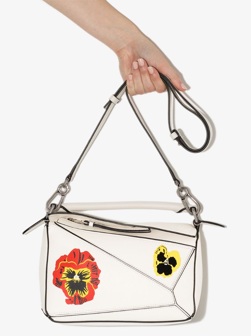 Small Puzzle Pansies Crossbody Bag