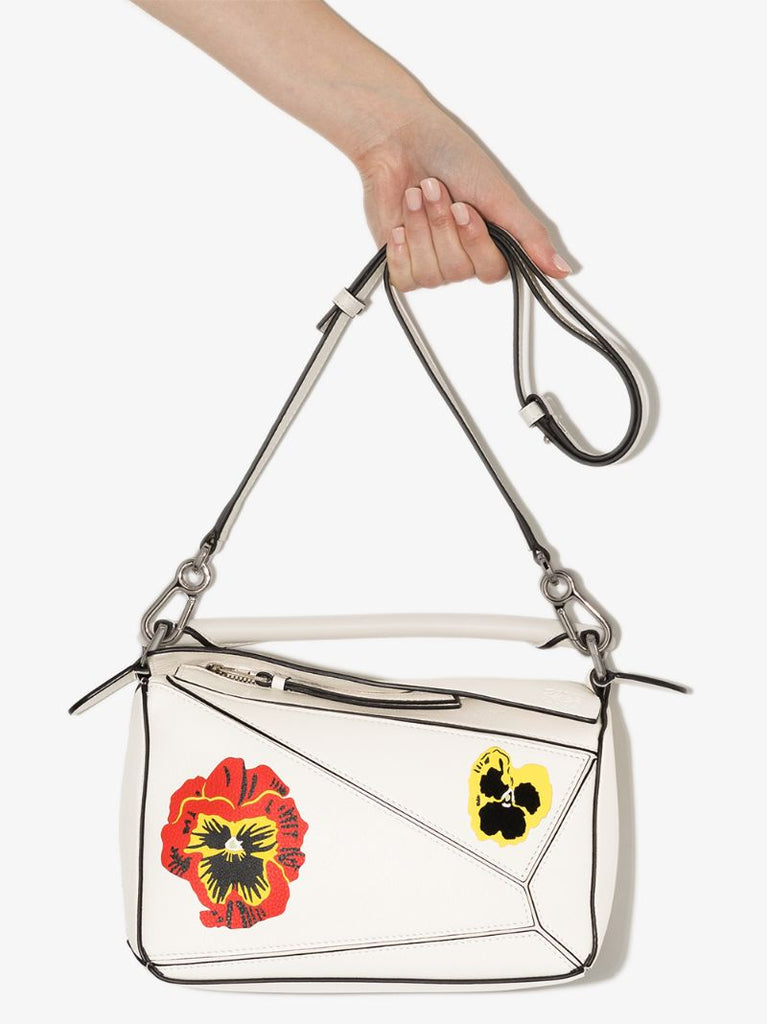 Small Puzzle Pansies Crossbody Bag