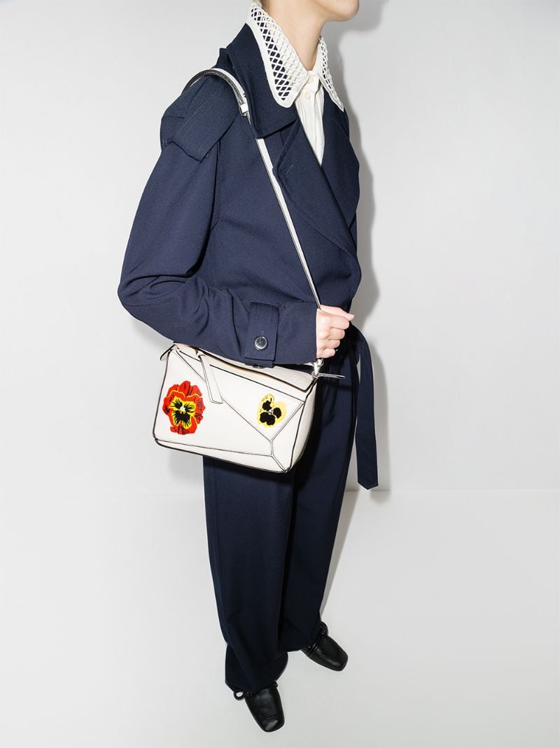 Small Puzzle Pansies Crossbody Bag