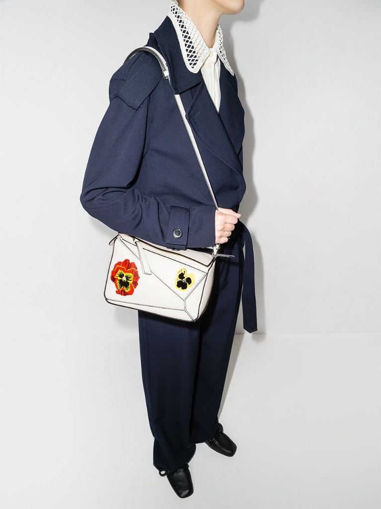 Small Puzzle Pansies Crossbody Bag