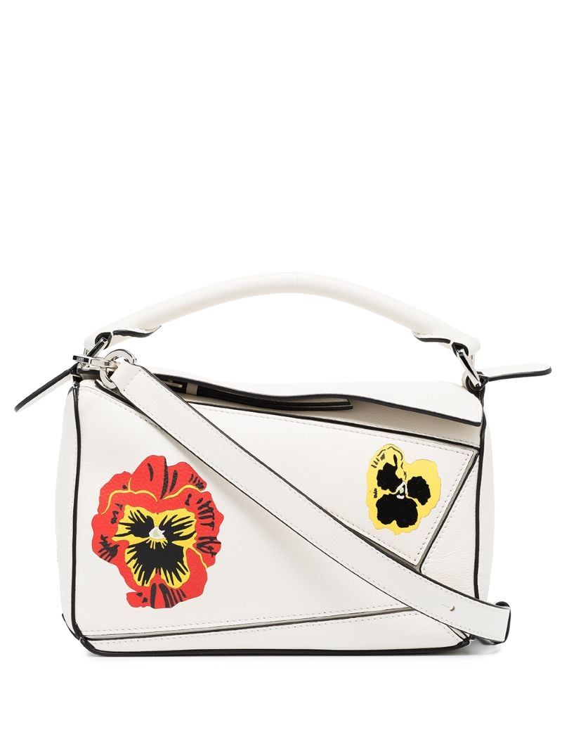 Small Puzzle Pansies Crossbody Bag