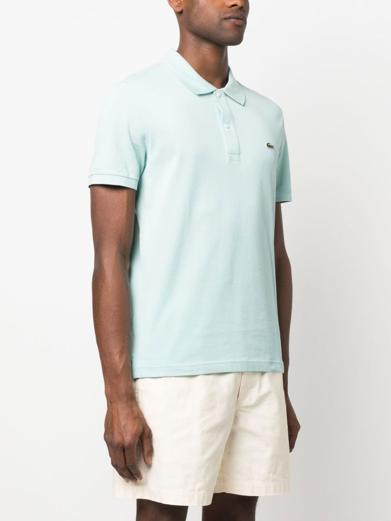 Blue Embroidered Motif Polo Shirt