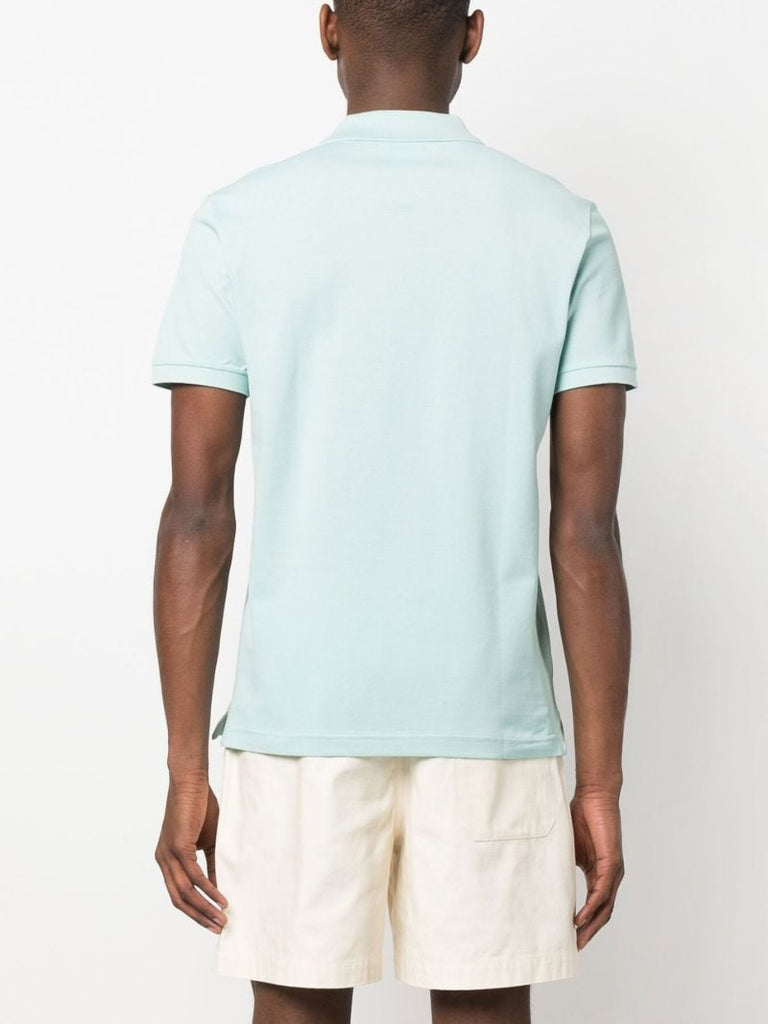 Blue Embroidered Motif Polo Shirt