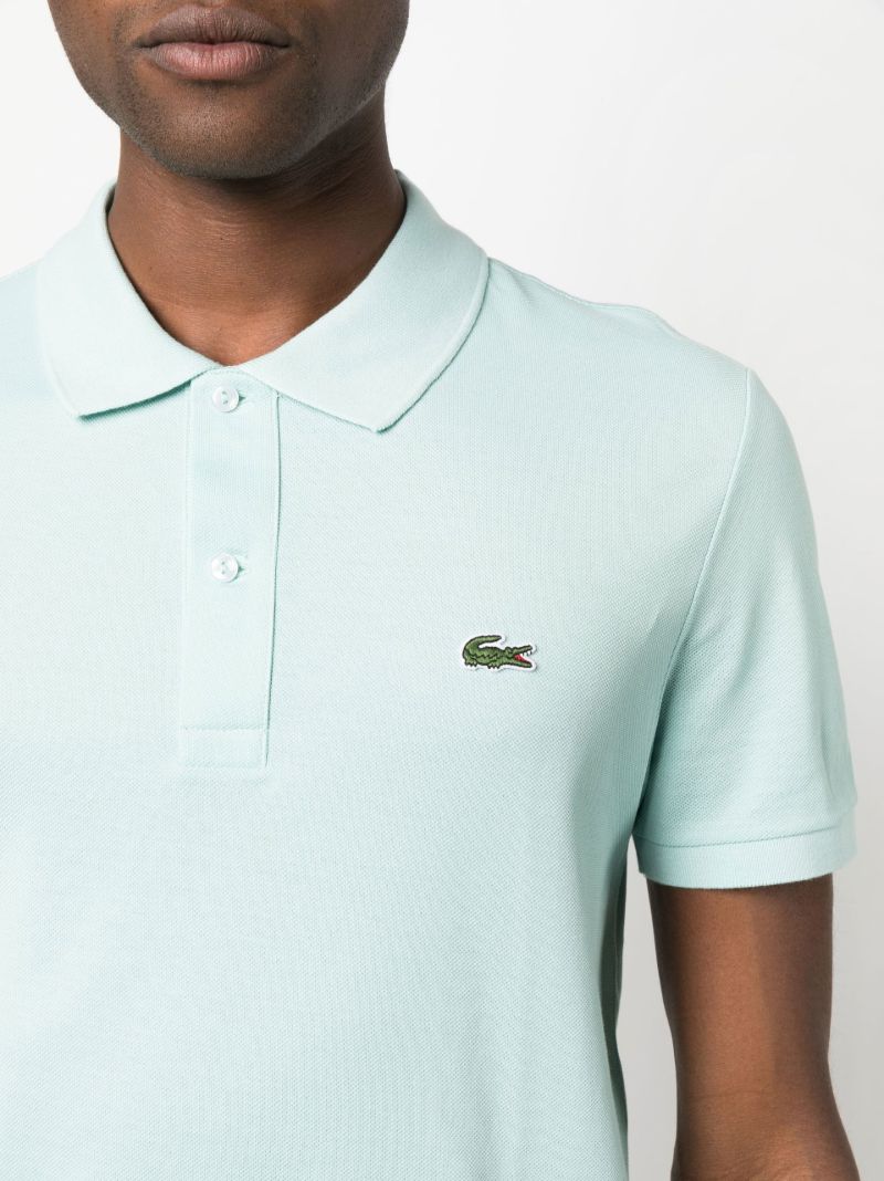 Blue Embroidered Motif Polo Shirt
