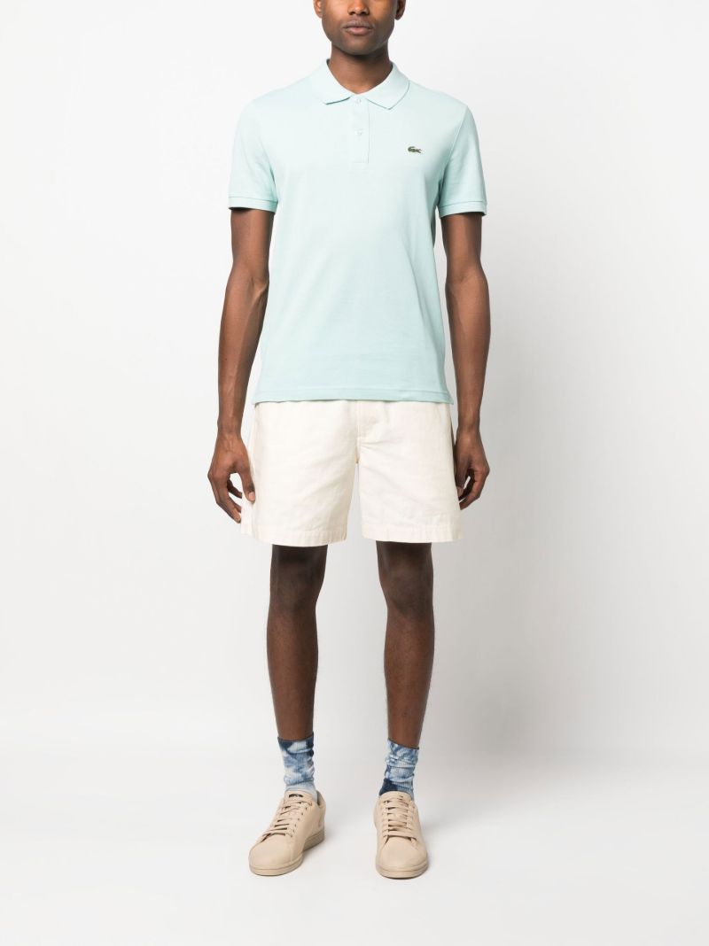 Blue Embroidered Motif Polo Shirt