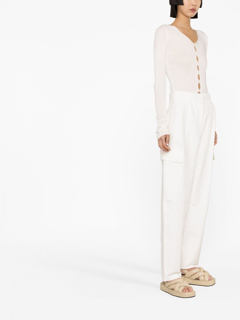 White Cut-out Knit Top