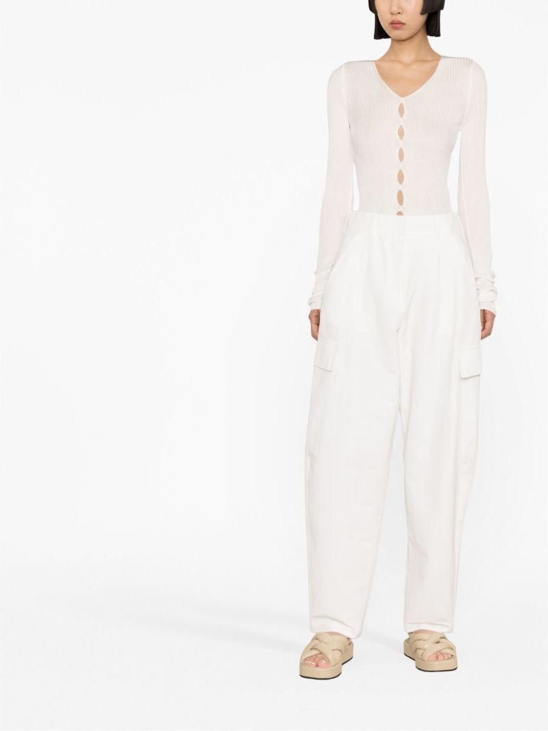 White Cut-out Knit Top