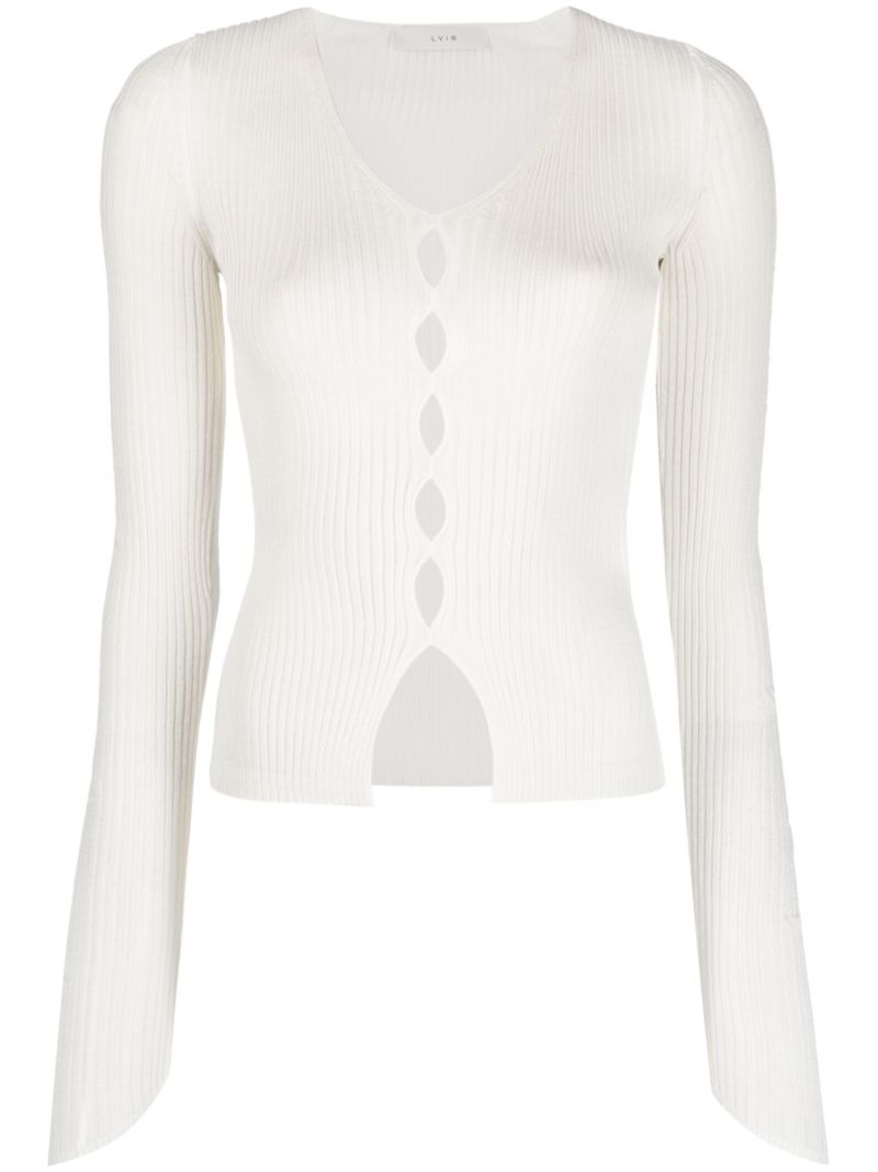 White Cut-out Knit Top