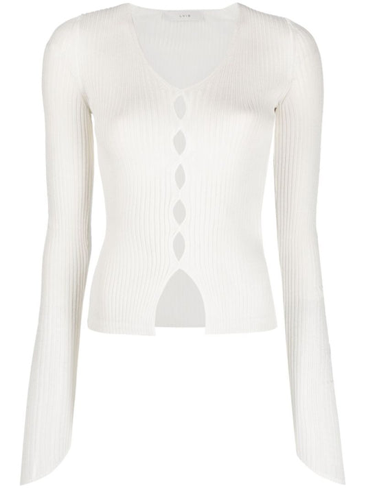 White Cut-out Knit Top