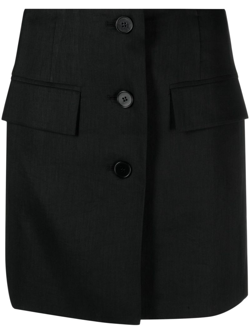 Black Low-rise Button-up Skirt
