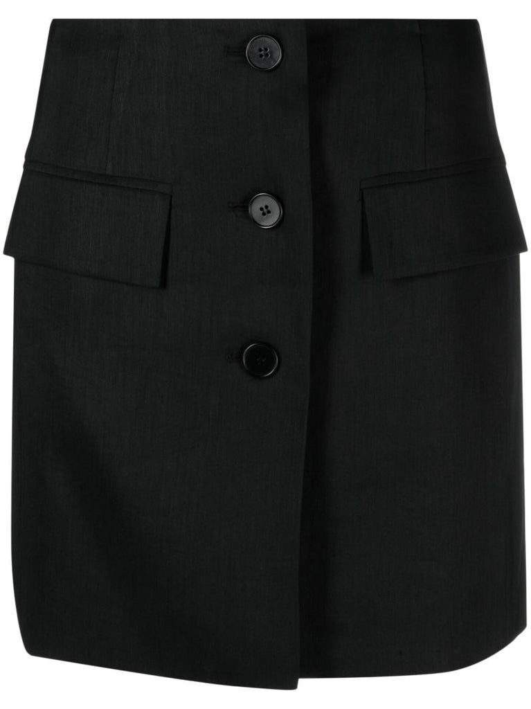 Black Low-rise Button-up Skirt