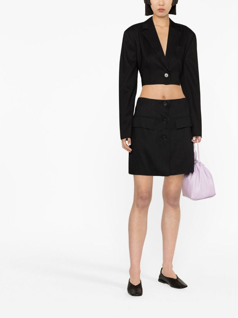 Black Low-rise Button-up Skirt