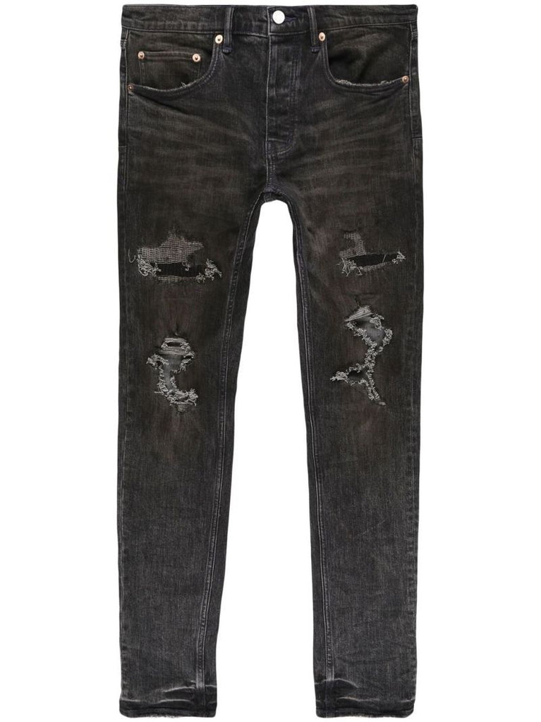 Black Distressed Slim-fit Jeans