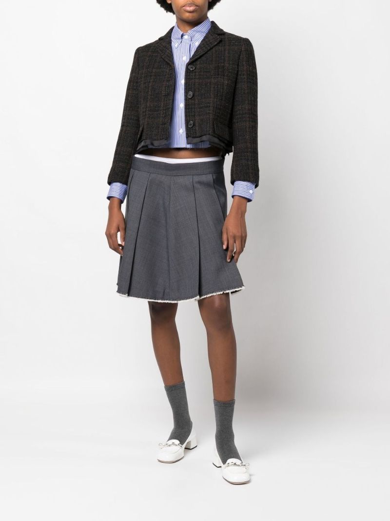 Blue Striped Cropped Cotton Shirt