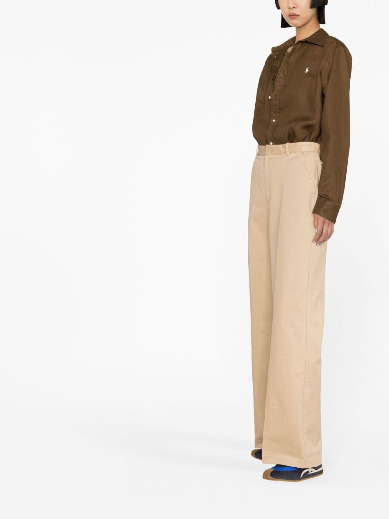 Neutral High Waisted Wide-leg Trousers