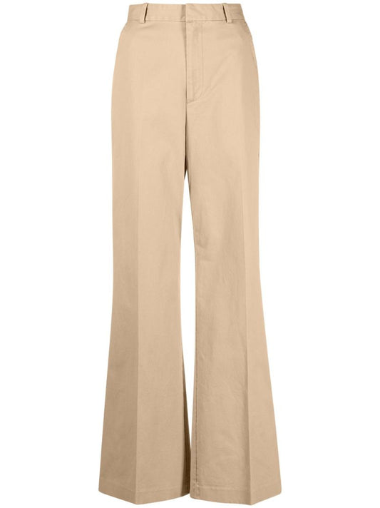 Neutral High Waisted Wide-leg Trousers