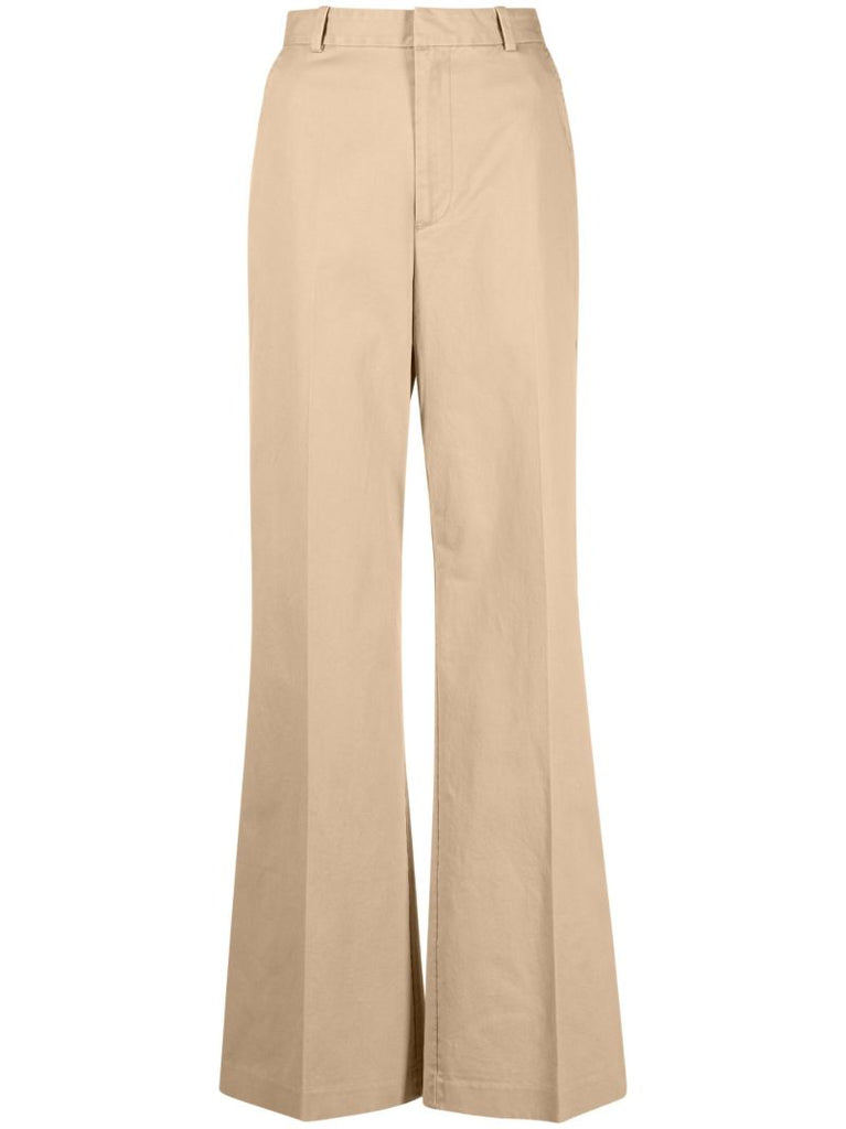 Neutral High Waisted Wide-leg Trousers