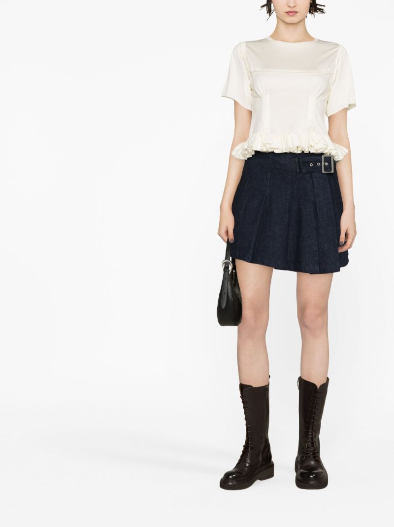 White Claire Ruffled Cotton T-shirt