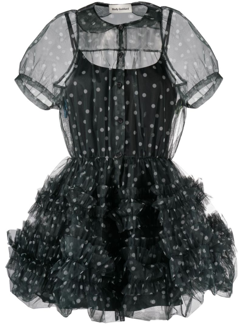 Black Sofia Polka Dot Tulle Mini Dress