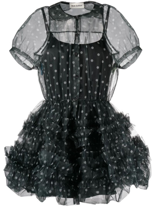 Black Sofia Polka Dot Tulle Mini Dress
