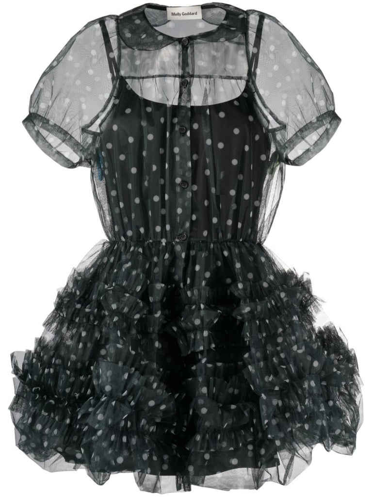 Black Sofia Polka Dot Tulle Mini Dress
