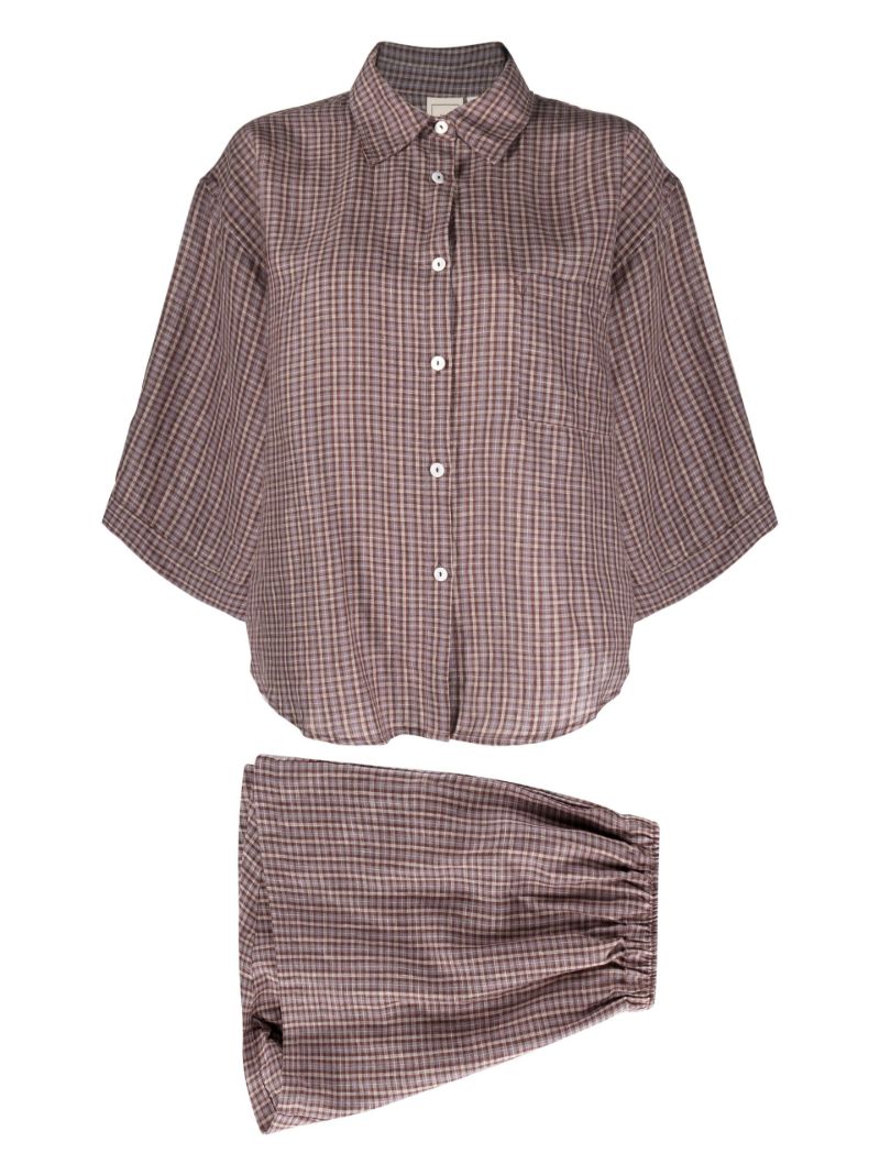Brown Check Pattern Pyjama Set