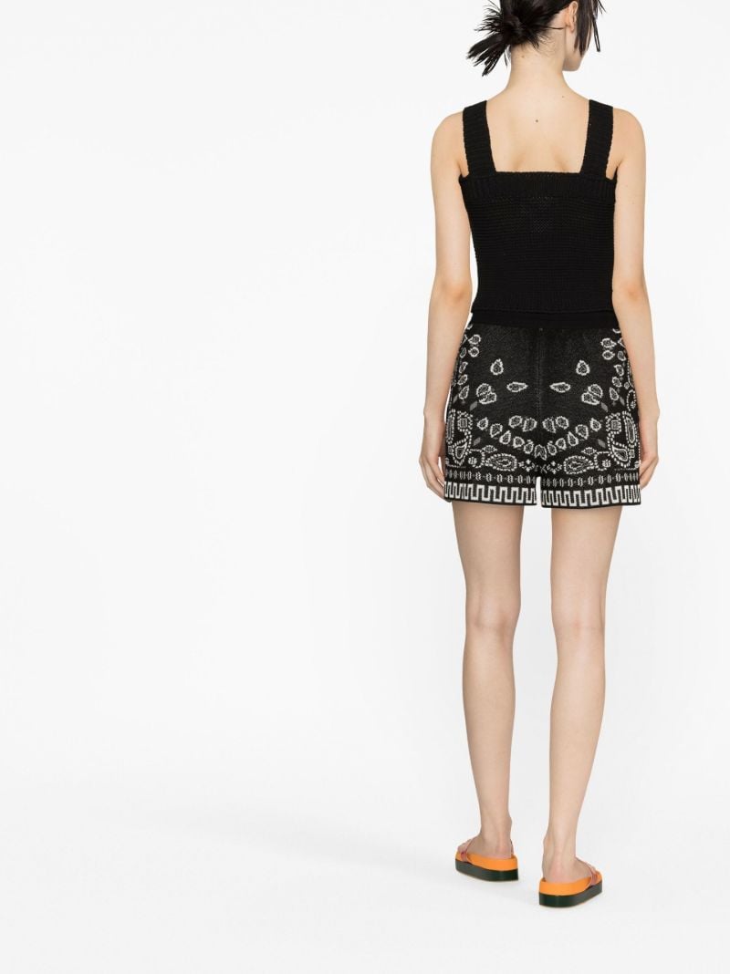 Black Bandana Pattern Drawstring Shorts