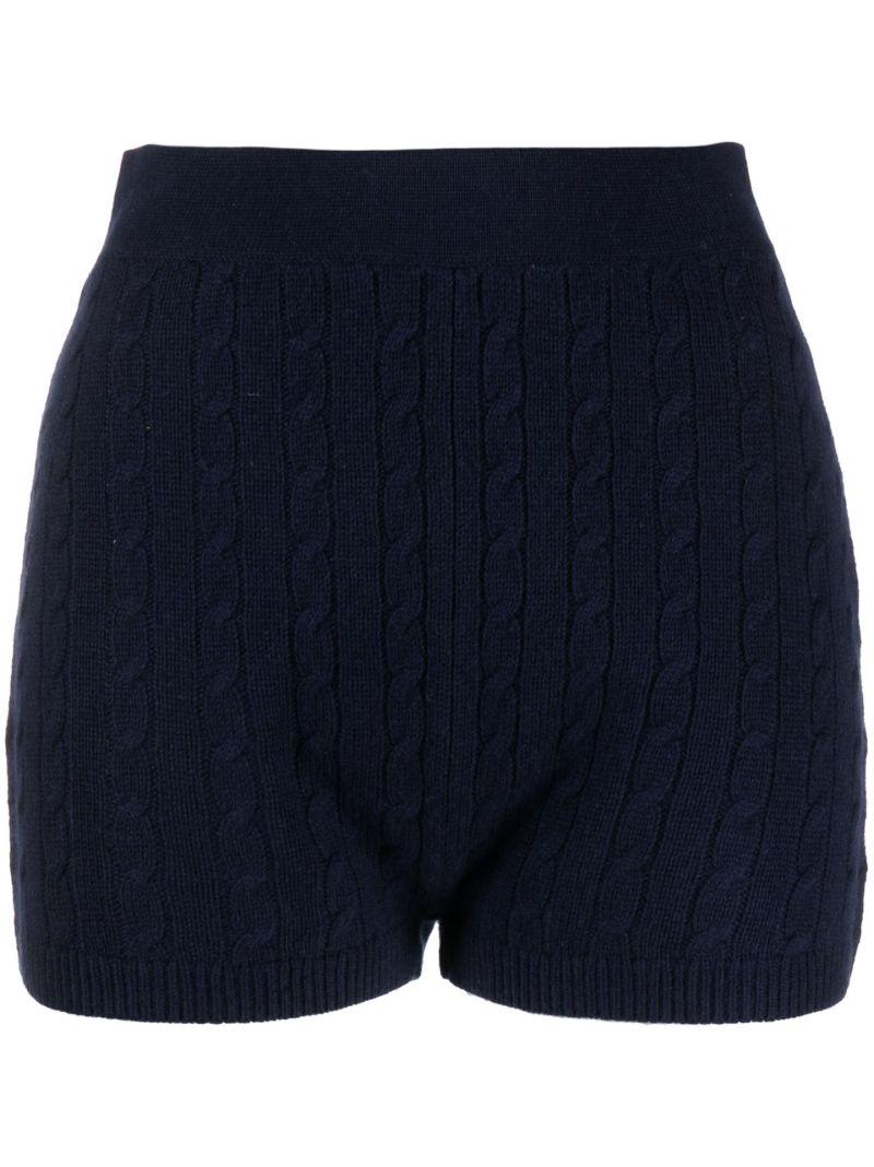 Blue Cable Knit Mini Shorts