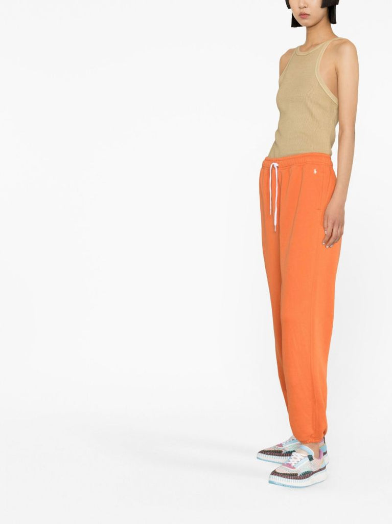 Orange Drawstring Tapered Track Pants