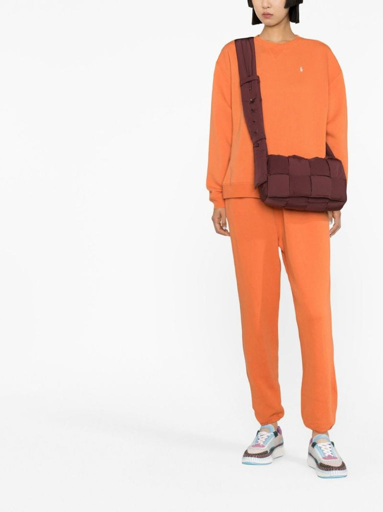 Orange Drawstring Tapered Track Pants