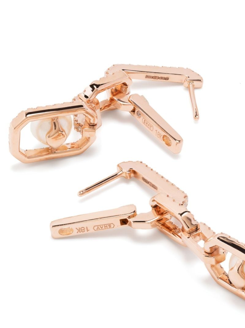 18k Rose Gold Diamond and Pearl Drop Earrings