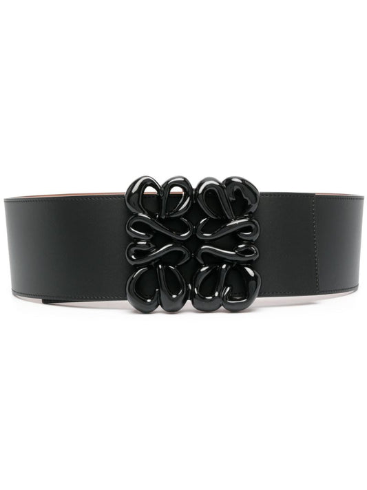 Black Inflated Anagram Reversible Leather Belt
