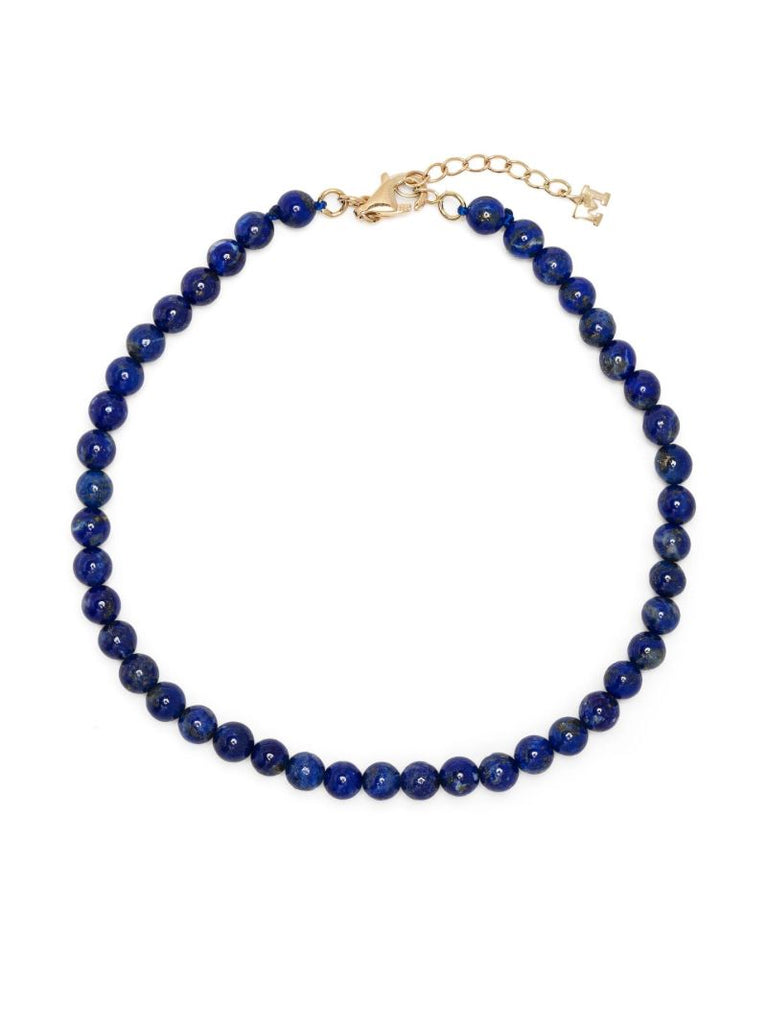 14k Yellow Gold Lapis Beaded Bracelet