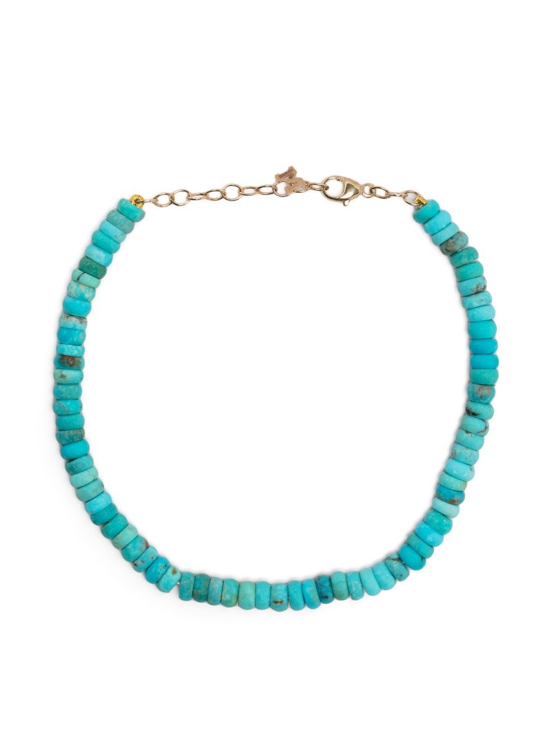 14k Yellow Gold Turquoise Beaded Bracelet