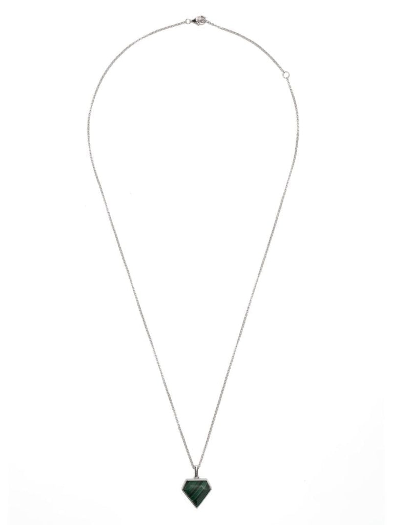 Sterling Silver Malachite Pentagon Necklace