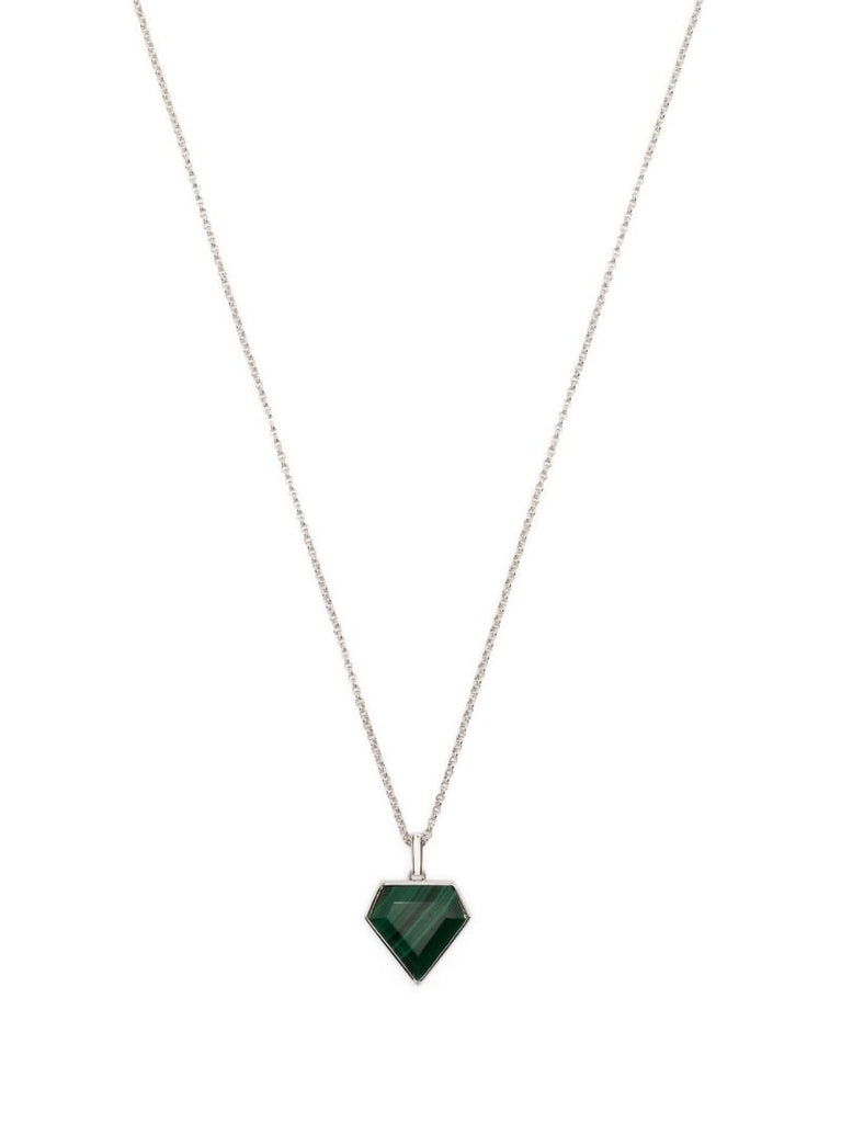 Sterling Silver Malachite Pentagon Necklace