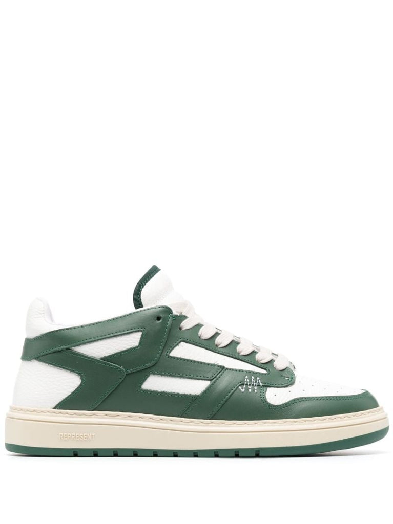 Green Leather Panelled Low-top Sneakers