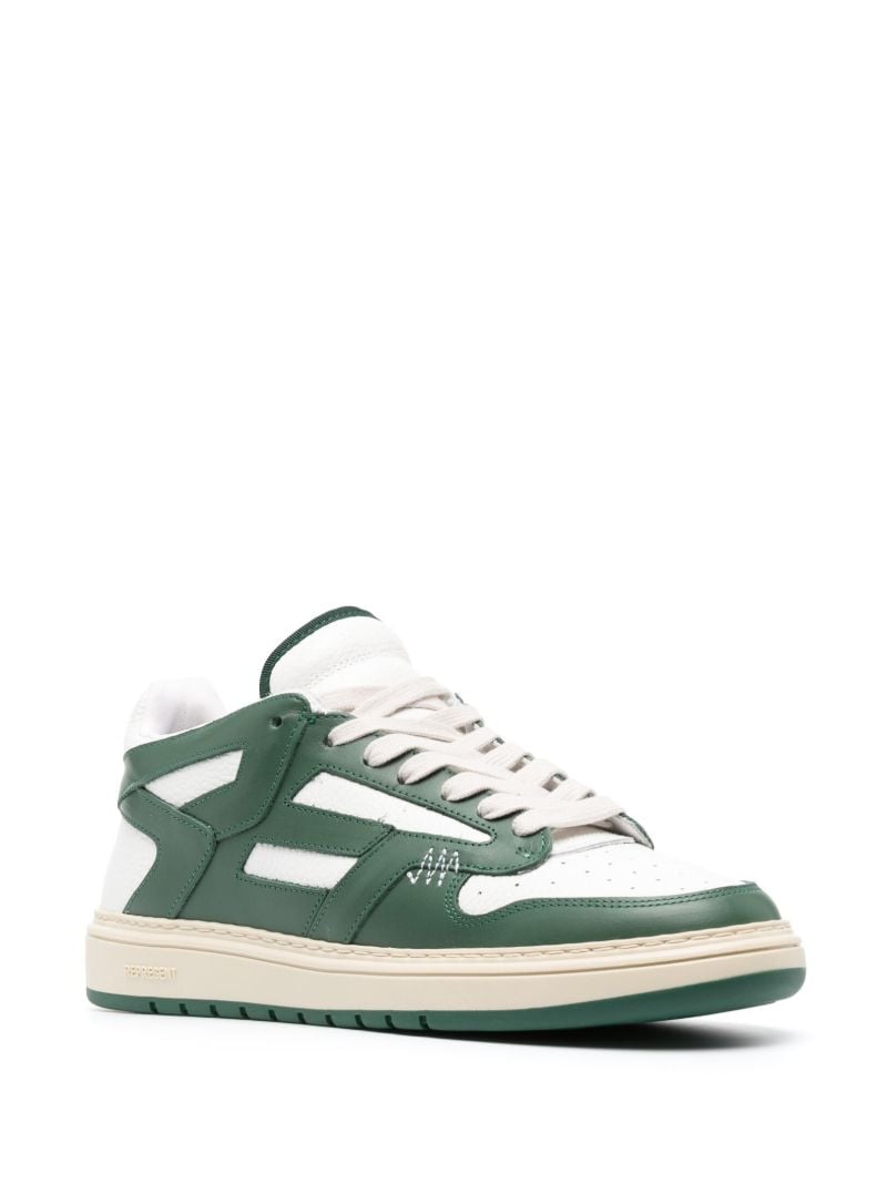 Green Leather Panelled Low-top Sneakers