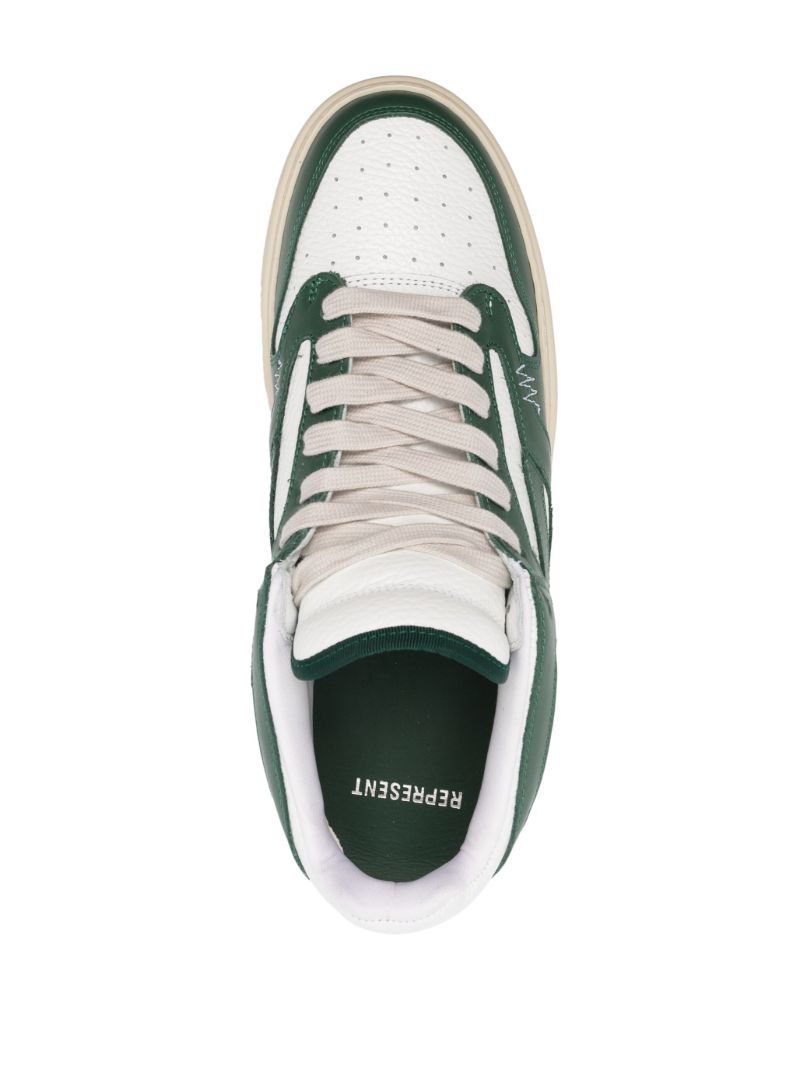 Green Leather Panelled Low-top Sneakers