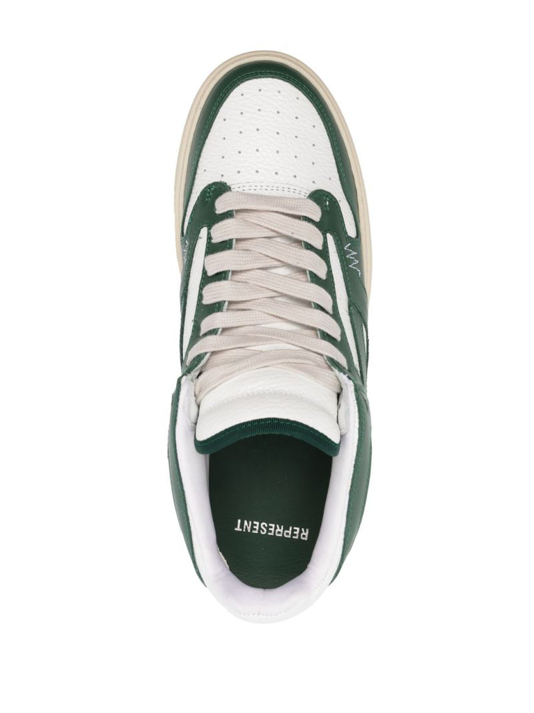 Green Leather Panelled Low-top Sneakers