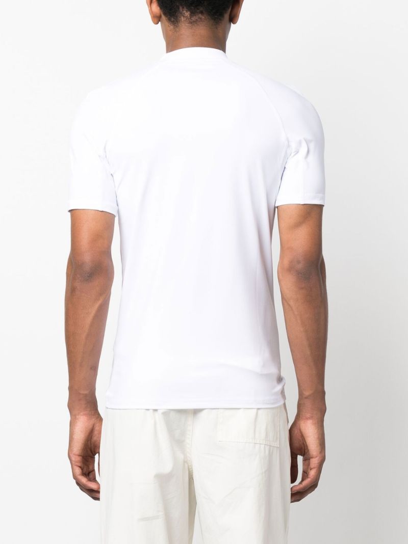 White Logo Print Mock Neck T-shirt