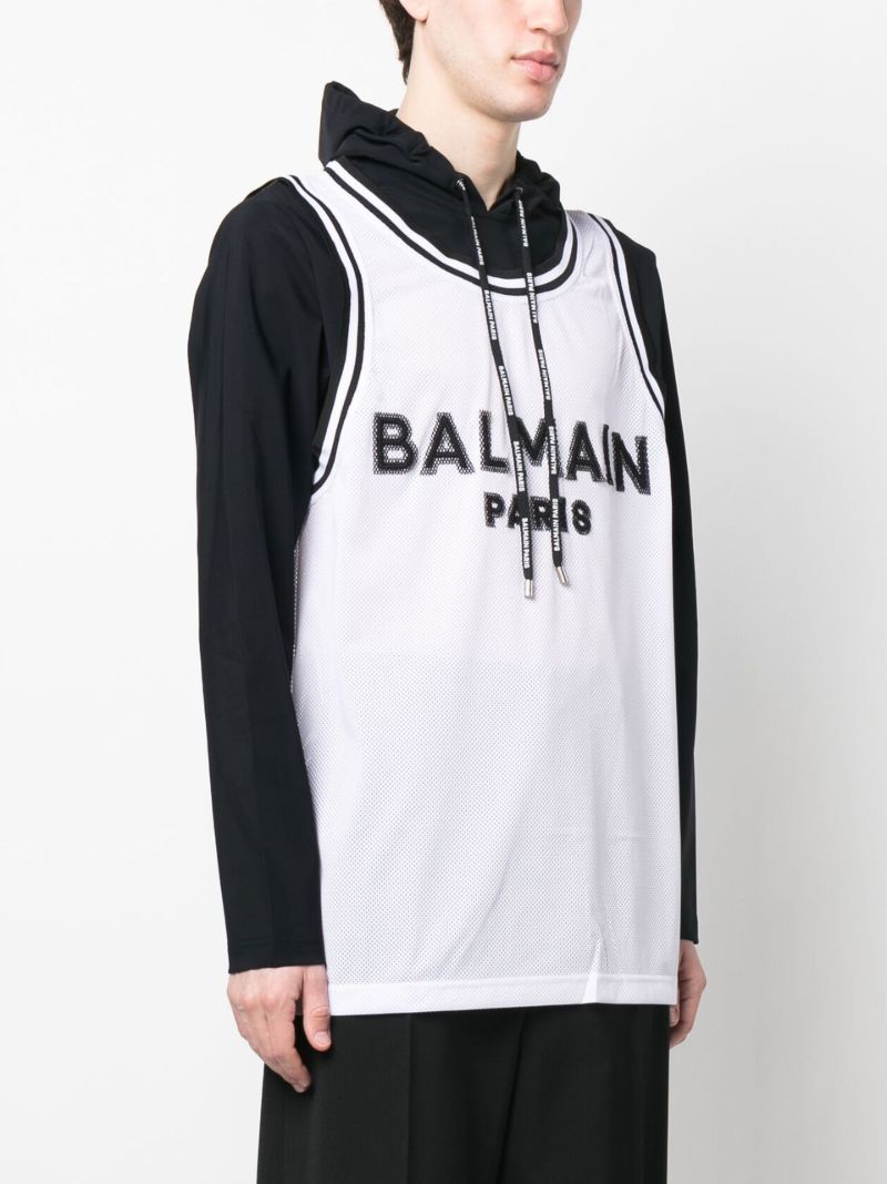 White Logo Print Hoodie